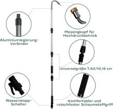 Bebe Basic Gutter Cleaner Art.294721 Cleaner for Floor Cleaning, Pressure Washer Accessories with Telescopic Handle, Aluminium Curve Bar and Brass Swivel Head