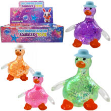 I-Toys Duck Squishy Dumpling Antistress Art.295916 Stressivastane mänguasi "Pardipoeg" sädeluse ja pehme häälega