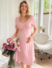 Moonlight&Mama Maternity Dress Art.296158 Pink Short sleeve maternity/nursing nightgown