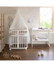 Waldin Baby Collection Bed Crib  7 in 1 Art.297432 White Multifunktsionaalne puidust 7-ühes transformeeriv võrevoodi