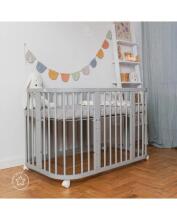 Waldin Baby Collection Bed Crib  7 in 1 Art.297433 Grey Multifunktsionaalne puidust 7-ühes transformeeriv võrevoodi