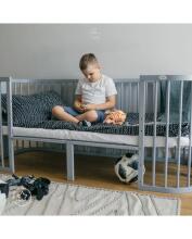 Waldin Baby Collection Bed Crib  7 in 1 Art.297433 Grey Multifunktsionaalne puidust 7-ühes transformeeriv võrevoodi