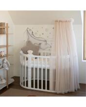 Waldin Oval Baby Collection Bed Crib  7 in 1 Art.297541 White Multifunktsionaalne puidust 7-ühes transformeeriv võrevoodi