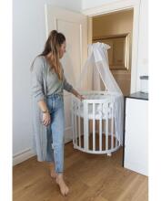 Waldin Oval Baby Collection Bed Crib  7 in 1 Art.297541 White Multifunktsionaalne puidust 7-ühes transformeeriv võrevoodi