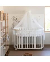 Waldin Oval Baby Collection Bed Crib  7 in 1 Art.297541 White Multifunktsionaalne puidust 7-ühes transformeeriv võrevoodi