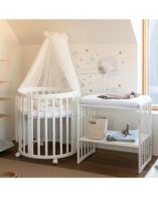 Waldin Oval Baby Collection Bed Crib  7 in 1 Art.297541 White Multifunktsionaalne puidust 7-ühes transformeeriv võrevoodi