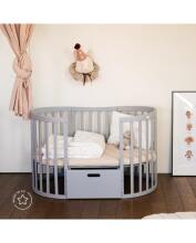 Waldin Oval Baby Collection Bed Crib  7 in 1 Art.297543 Grey Multifunktsionaalne puidust 7-ühes transformeeriv võrevoodi