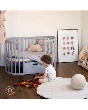 Waldin Oval Baby Collection Bed Crib  7 in 1 Art.297543 Grey Multifunktsionaalne puidust 7-ühes transformeeriv võrevoodi