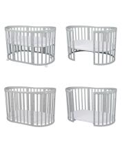 Waldin Oval Baby Collection Bed Crib  7 in 1 Art.297543 Grey Multifunktsionaalne puidust 7-ühes transformeeriv võrevoodi