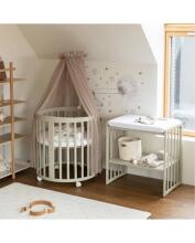 Waldin Oval Baby Collection Bed Crib  7 in 1 Art.297544 Olive Multifunktsionaalne puidust 7-ühes transformeeriv võrevoodi