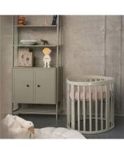 Waldin Oval Baby Collection Bed Crib  7 in 1 Art.297544 Olive Multifunktsionaalne puidust 7-ühes transformeeriv võrevoodi