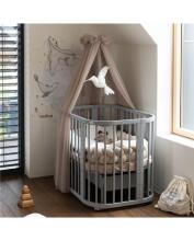 Waldin  Bed Crib  5 in 1 Art.297545 Grey Multifunktsionaalne puidust 5-ühes transformeeriv võrevoodi