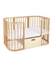Waldin  Drawer 7 in 1 Collection Art.297554 Natural The storage drawer is compatible with both the classic 7-in-1 crib and the oval 7-in-1 crib.