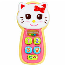 Interactive Baby Phone Kitten Mirror Rattle Lights Sound