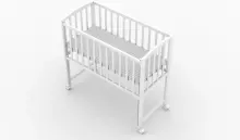Elf Bed Mist Art.298059 White Puidust beebivoodi/häll ratastel (90x40 cm)
