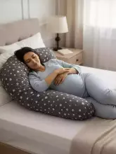 La Bebe™ Moon Satin Art.33558 Grey Additional Cotton Satin Cover for U-Shaped Pregnancy Pillow 36x185 cm