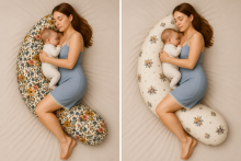 La Bebe™ Moon Satin Art.55502 Classic Rose Large Maternity & Nursing Pillow with Premium Polyester Ball Fiber Filling (Extra Soft, Silent & Resilient Fill) 36×195 cm
