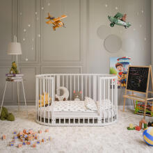 Elf Bed Crib Ovi  3 in 1 Art.298146 White  Multifunktsionaalne puidust 3-ühes transformeeriv võrevoodi