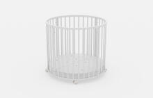Elf Bed Crib Roundy  Art.298157 White Stiilne ümmargune puidust võrevoodi
