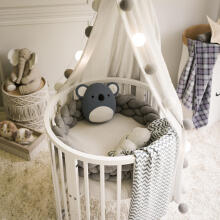 Elf Bed Crib Roundy  Art.298159 Nut Stiilne ümmargune puidust võrevoodi