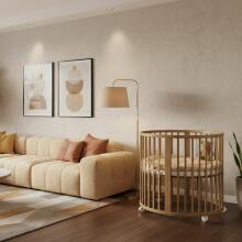 Elf Bed Crib Roundy  Art.298159 Nut Stiilne ümmargune puidust võrevoodi