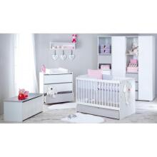 Klups Dalia Set Art.299158 White/Grey  Puidust beebivoodi (120x60 cm) koos hoiukastiga + kookoskiust madrats (120x60x8 cm)