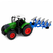 Põllumajanduslik Farm Traktor Kahekordse Künnivaguni Kummiratastega Roheline 1:24