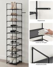 Metal Shoe Storage Art.299215 Black Jalanõuriiul,  metallist kapp riiulitega 33 x 33 x 173 cm