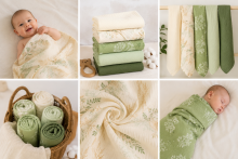 Yukkidds Muslin Cloths Art.299918 Green Leaf  Высококачественная муслиновая пелёнка из бамбука, 1 шт. (60x60см)