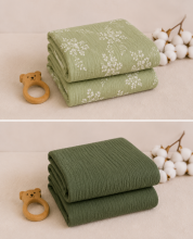 Yukkidds Muslin Cloths Art.299919 Green Leaf Высококачественная муслиновая пелёнка из бамбука, 1 шт. (60x60см)