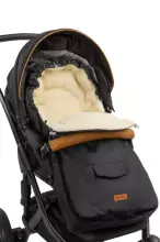 Sensillo Classic Romper Bag Art.823 Black/Wool Sleeping bag with natural sheepskin for a stroller