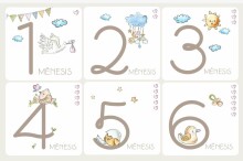La bebe™ Baby Month Cards Art. 37776 Карточки для фотосессии новорожденных малышей по месяцам до года + открытка в подарок (цыфры 1 2 ..)