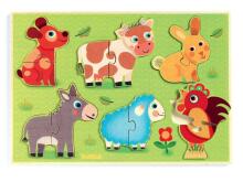 DJECO Wooden Puzzles Attīstošā puzle Coucou - cow DJ01259