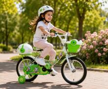 Esperia Kids Bike Panda White/Green 14' Art.9770 Laste jalgratas täispuhutavate rataste ja terasraamiga