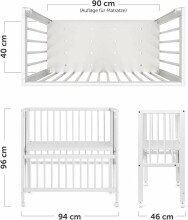 Fillikid Bedside Crib Cocon  Art.533-05  White Laste voodi puidust, häll