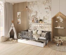 AJK Bobo Art.93672 Grey Stiilne noortevoodi sahtli ja madratsiga 160x80 cm